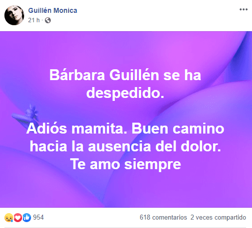 En un breve mensaje, se despidió de la actriz y le deseo buen camino “hacia la ausencia del dolor”.