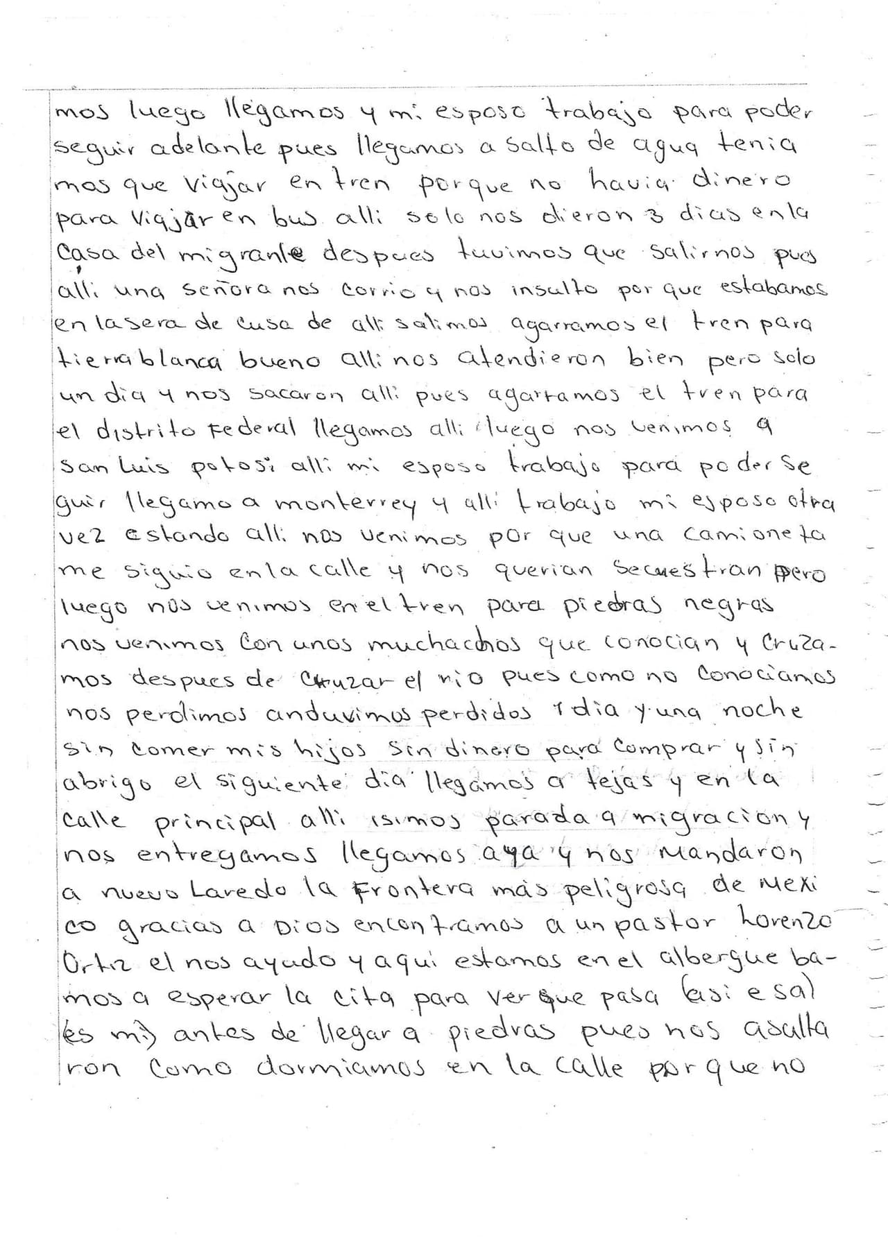 Cartas escritas por los migrantes que esperan en Nuevo Laredo por sus citas ante un juez de EEUU, para solicitar asilo político.