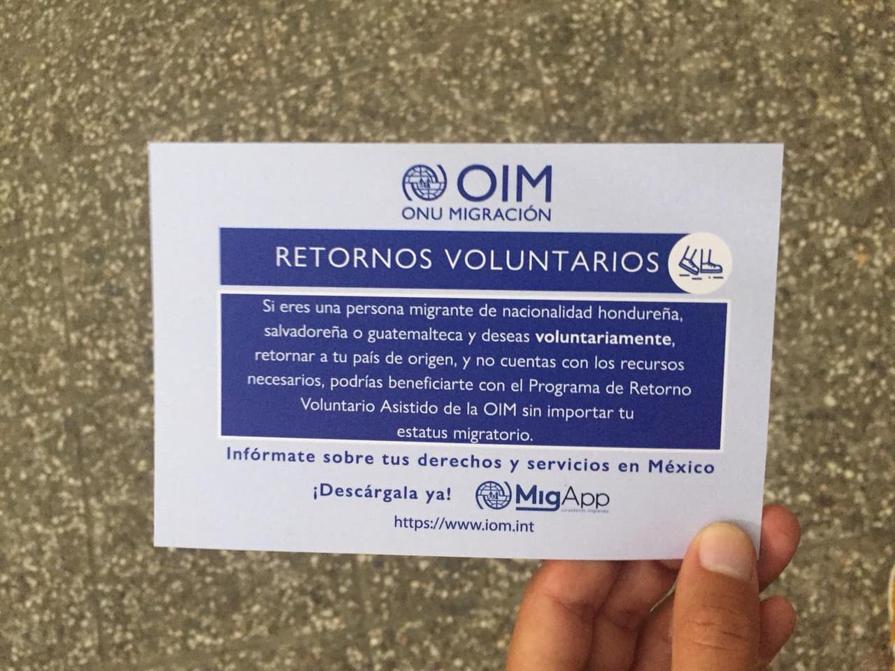 The government of Honduras, together with the International Organization for Migration (IOM), offers assistance to migrants who decide to return voluntarily to their homes.
