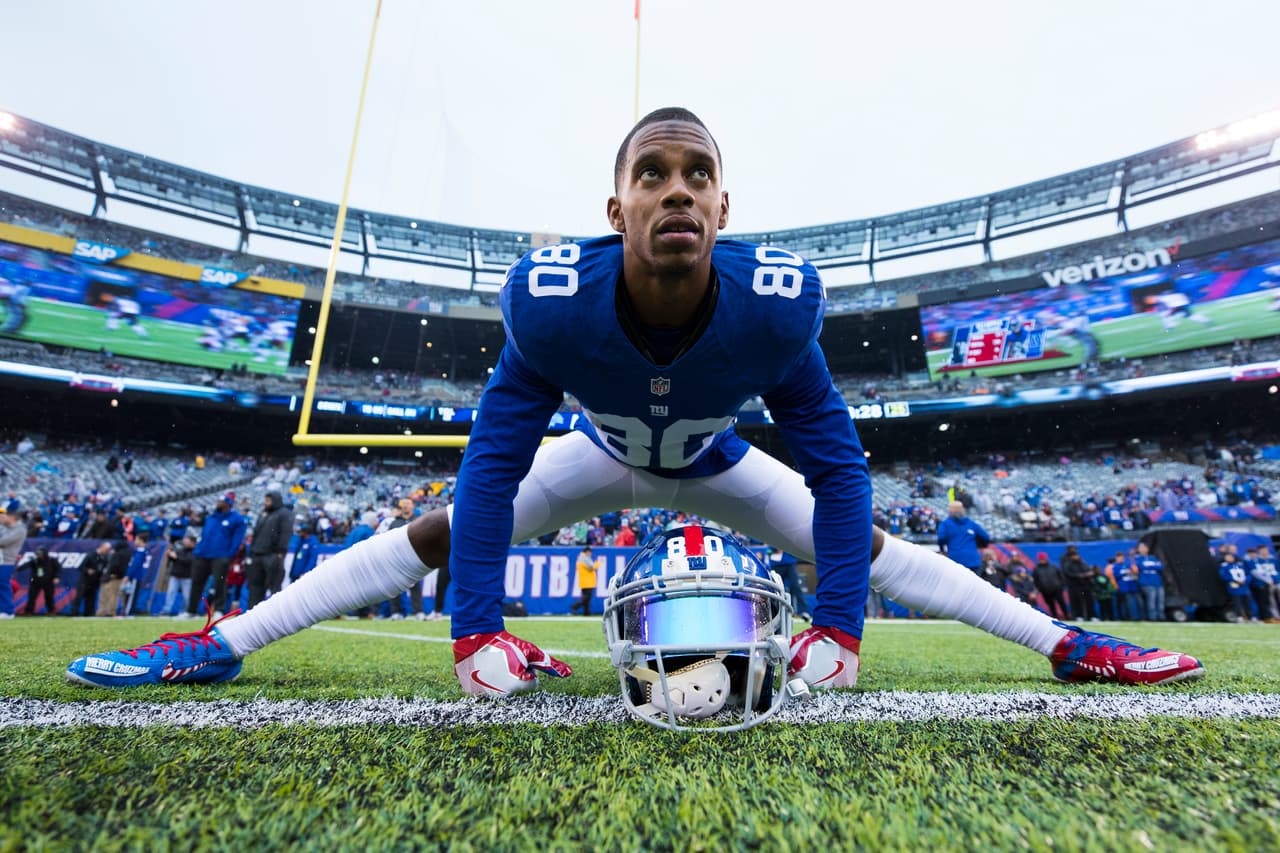 New York Giants wide receiver Victor Cruz (80) during an NFL regular season game against the Detroit Lions on Sunday, Dec. 18, 2016 in East Rutherford, N.J. The Giants won, 17-6. (Ric Tapia via AP)