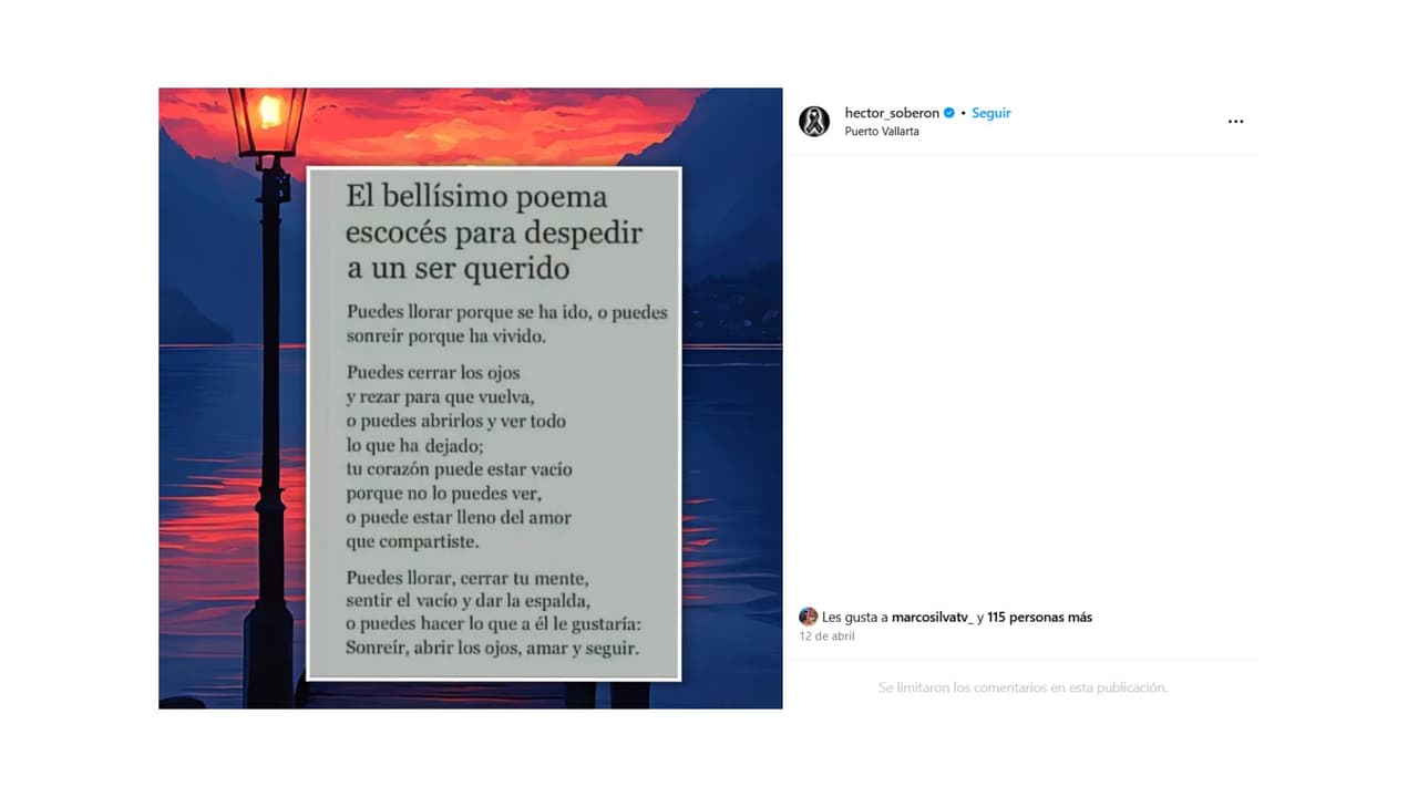 Héctor Soberón compartió una reflexión tras la muerte de su hermano.