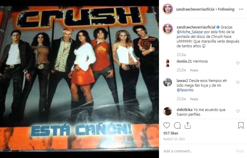 La protagonista de La Usurpadora comenzó cantando en la agrupación Perfiles, que posteriormente cambió de nombre y se convirtió en Crush, cuando tenía tan solo 14 años.