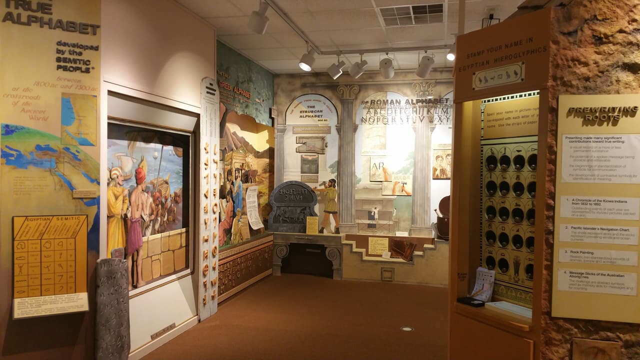 <b><a href="https://www.jaars.org/experience/museums/?_ga-ft=1aFVHB.0.0.0.0.P8GdXW-1PsMHQO.0.0">Museum of the Alphabet (Waxhaw)</a></b>. El Museo del Alfabeto, justo al sur de Charlotte en el condado de Union, ocupa un pequeño edificio con varias representaciones de los alfabetos del mundo. Las exhibiciones incluyen idiomas que datan desde el egipcio primitivo hasta el turco, el ruso y el griego. 
<br>
<br>
<b><a href="https://goo.gl/maps/UuUfyvNcZyHMPrNJ7">Cómo llegar</a></b>