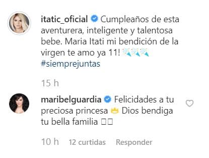 Amigos y compañeros del medio artístico, como la actriz y cantante Maribel Guardia, felicitaron a María Itatí. 
<br>