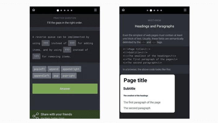 Intentar aprender programación desde cero en un teléfono no es lo ideal, pero tanto los principiantes como los programadores experimentados pueden practicar con un ejercicio de codificación diario adaptado a su nivel y cortesía de Enki. La aplicación utiliza Javascript, CSS, HTML y Python, y realmente hace que aprendas programación de una forma divertida.
<br>
<br>Al igual que las mejores aplicaciones de aprendizaje diario, Enki mantiene todo breve y fácil de digerir, y retoma el viejo truco de mantener tus estadísticas diarias para que no tengas la tentación de perderte un solo día. Desde mini juegos hasta ejercicios más tradicionales, se las arregla para mantenerse fresco y variado.
<br>
<br>
<ul>
 <li style="box-sizing: inherit; margin: 0px 0px 6px; padding: 0px 0px 0px 2.25rem;"><b>Enki</b> (freemium) para <a href="https://play.google.com/store/apps/details?id=com.enki.insights" target="_blank">Android</a> e <a href="https://itunes.apple.com/us/app/enki-improve-programming-skills-learn-to-code/id993753145?mt=8" target="_blank">iOS</a></li>
</ul>