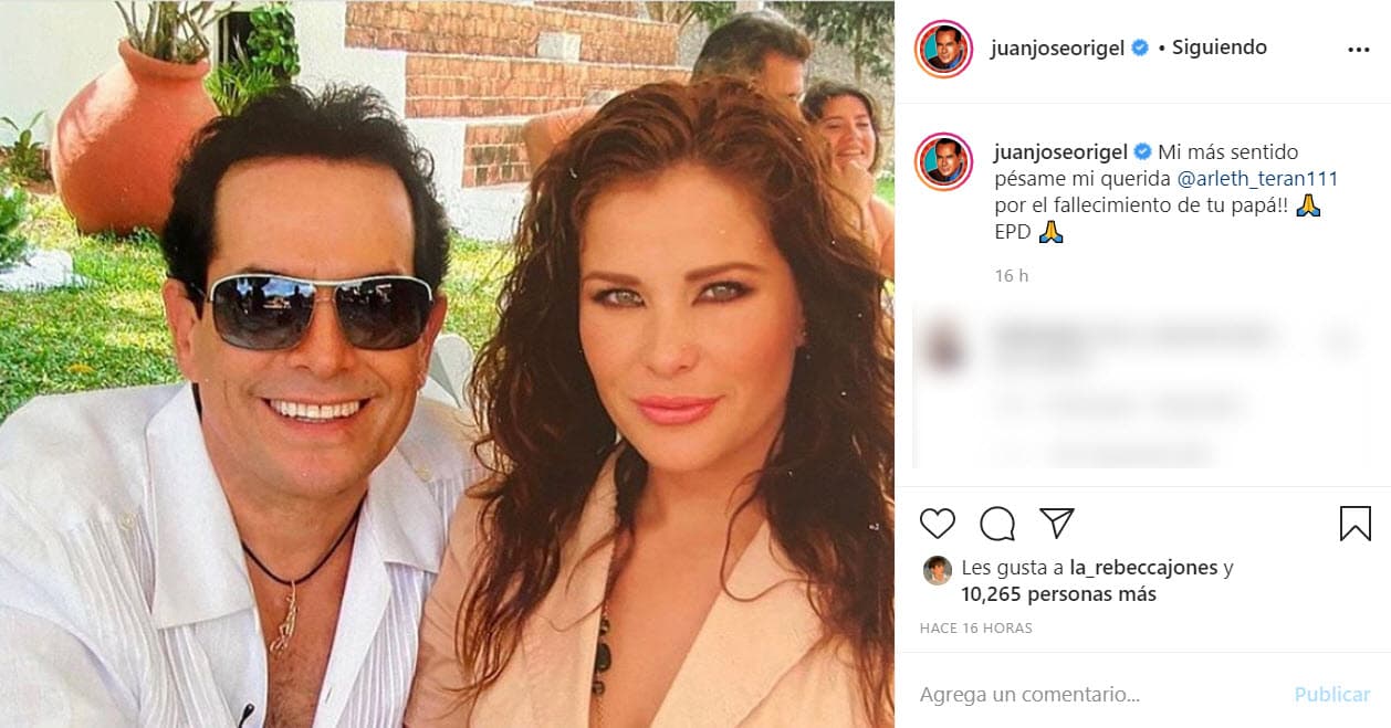 El periodista
<b>Juan José Origel</b>, con quien mantiene una amistad desde hace años, compartió esta fotografía en Instagram para externar sus condolencias.
<br>