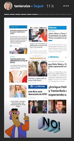 A través de sus historias de Instagram, Tania fue clara en negar rotundamente su supuesto embarazo.