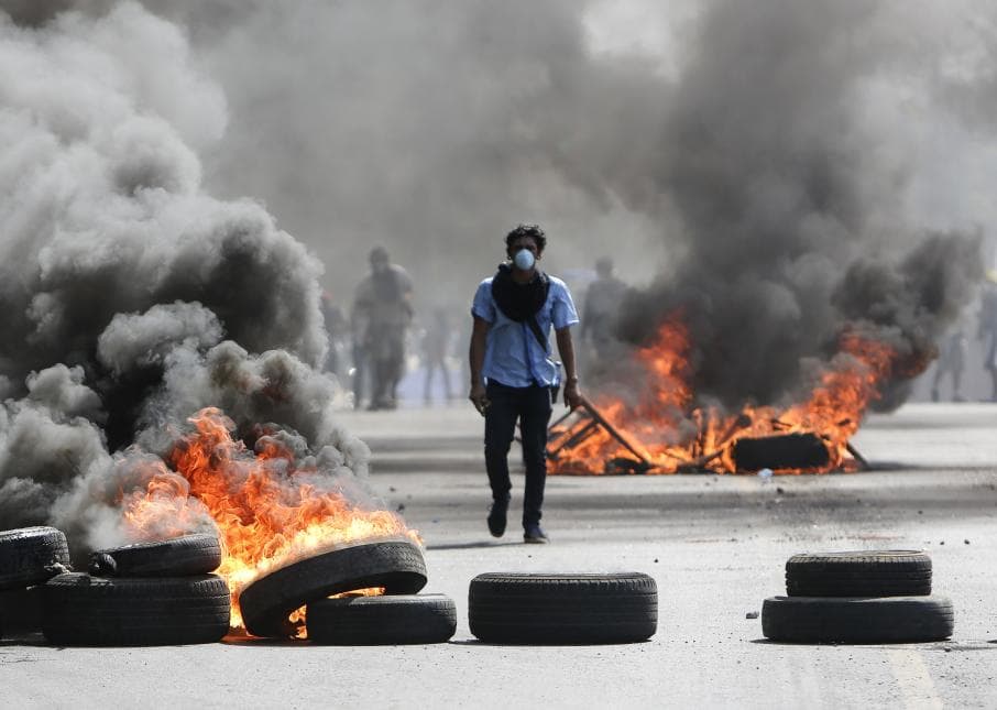 Students manned barricades and set fire to tires in the streets of Managua.