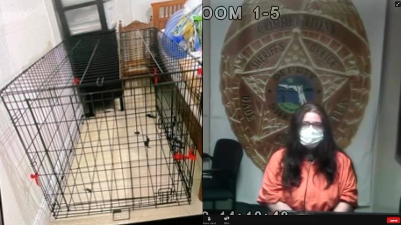 Revelan imágenes de la jaula de perros donde una madre de Homestead encerraba a su hijo