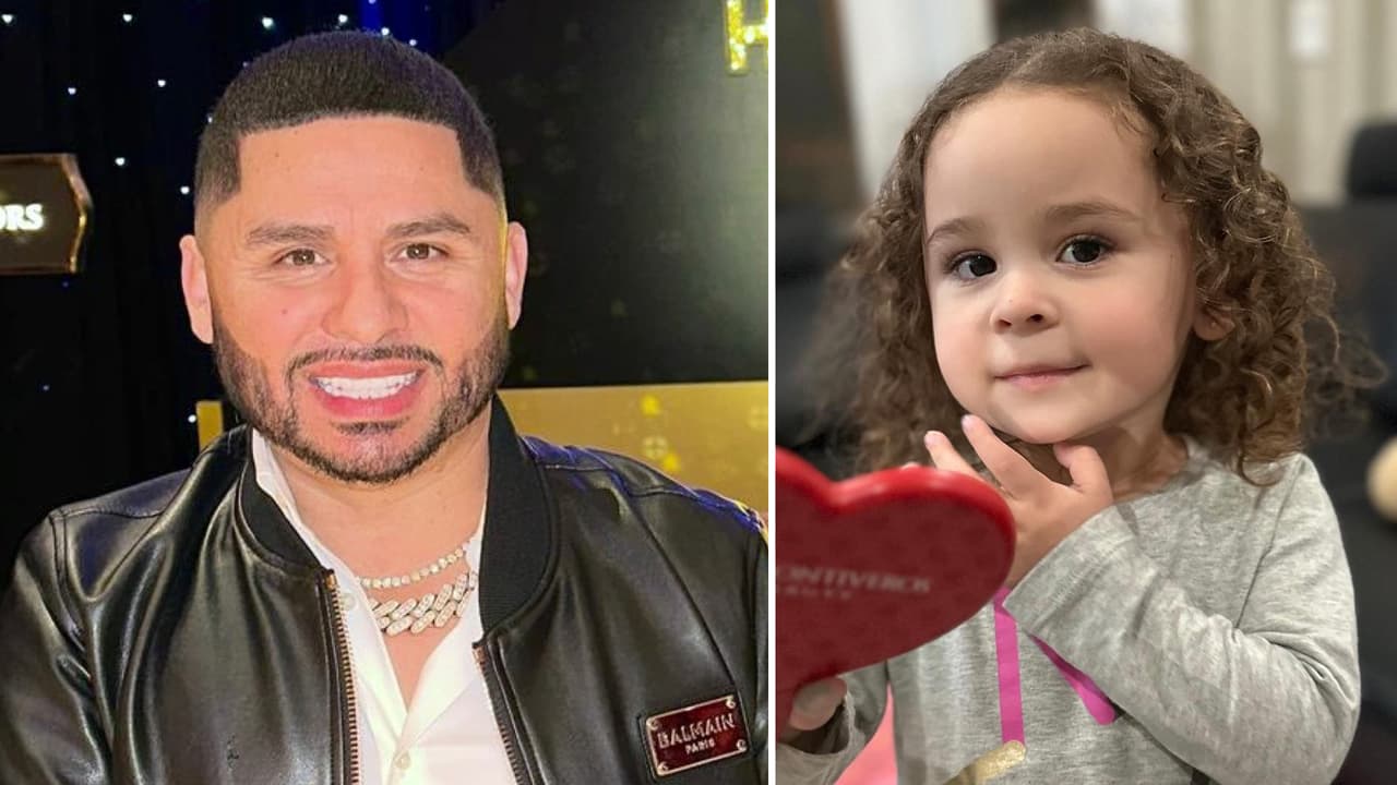 Larry Hernández presume que su hija tiene 2 años y ya anda con glamour: “Entaconada la viejona”