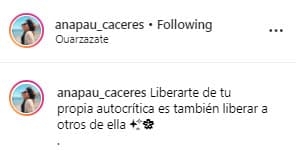 Ana Paula acompañó su fotografía con este mensaje que invita a tener una buena autoestima.