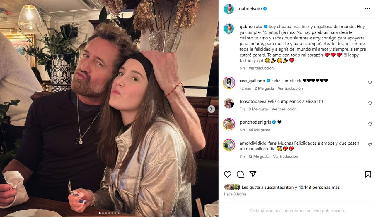 Gabriel Soto dedica mensaje a su hija.