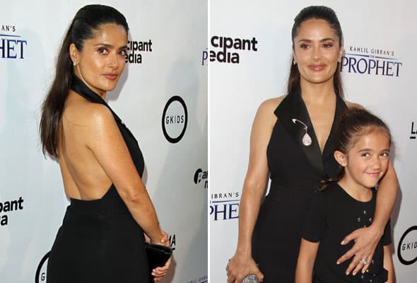 Salma con su hija Valentina, muy coordinaditas.