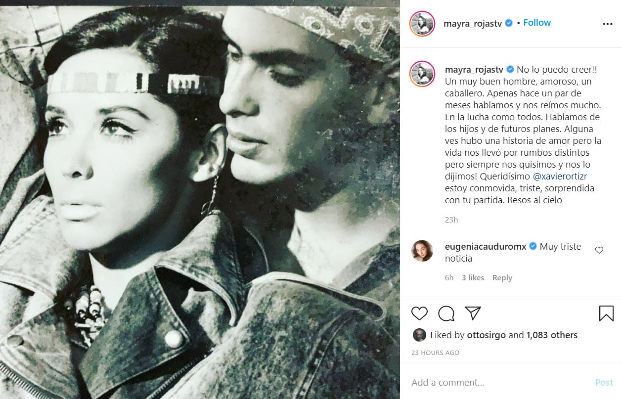 El pasado 7 de septiembre Mayra Rojas externó su tristeza en Instagram al enterarse de la muerte de Xavier Ortiz con una
<b>fotografía de su época de modelos.</b>
<br>