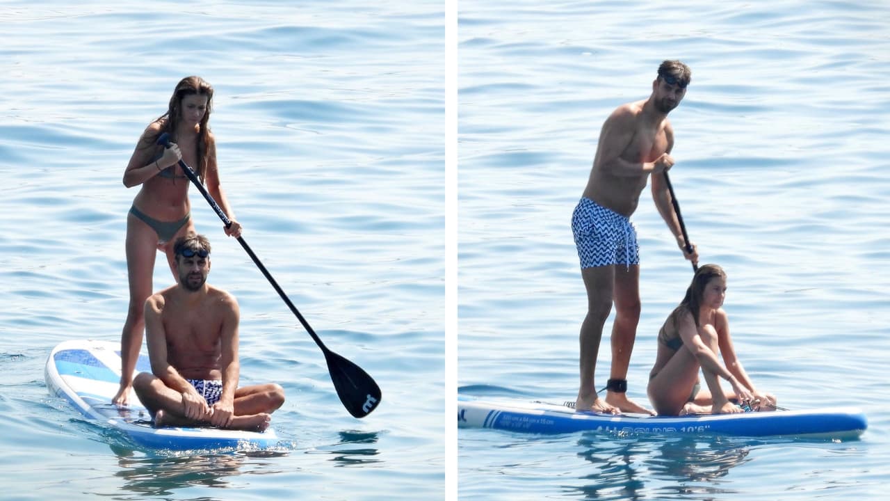 Piqué y Clara Chía se apoyaron en la actividad recreativa.