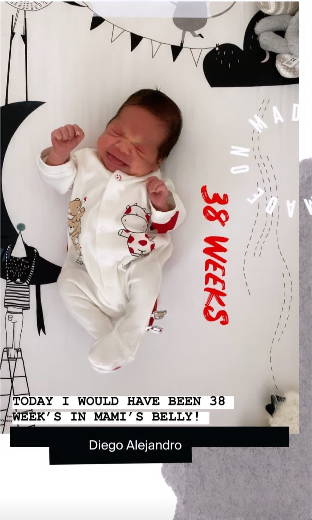 Diego nació dos meses antes de lo previsto y tuvo que permanecer una semanas en el hospital pero ahora ya disfruta de la comidad de su hogar y el calor de sus seres queridos.