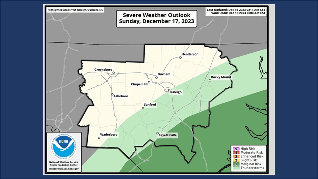Cuatro mapas que explican lo que se espera del tiempo severo en Carolina del Norte