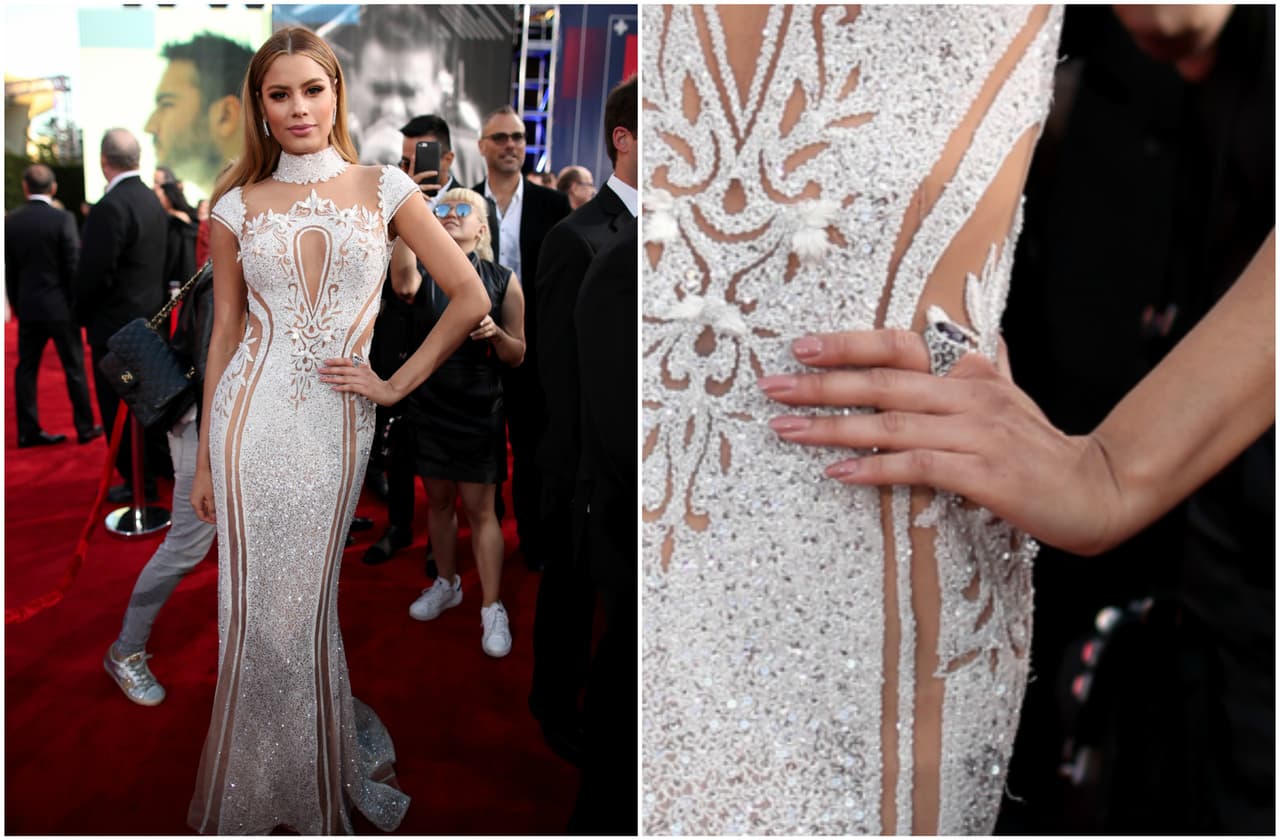 Ariadna Gutiérrez, Miss Colombia llegó con un hermoso vestido blanco y las uñas en tonos nude.