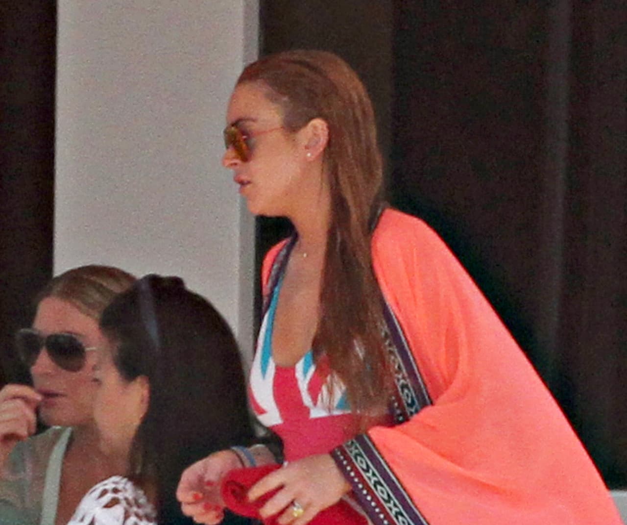 Lindsay usó varios trajes de baño durante su 'escapadita'.