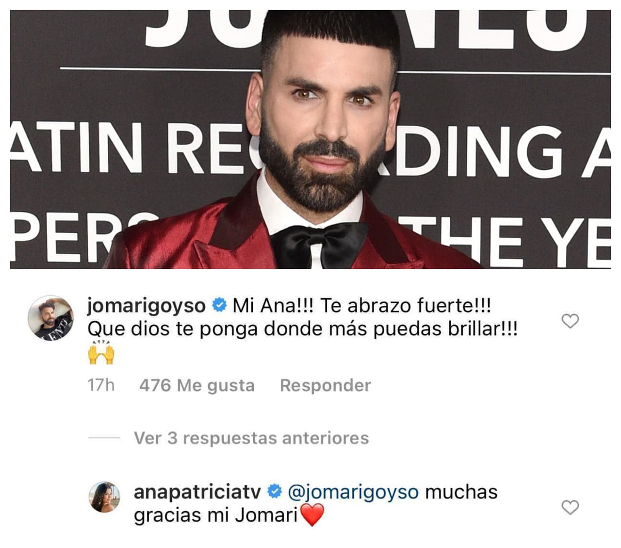 <b>Jomari Goyso</b> también acudió a la cuenta de Instagram de su colega para dejarle un mensaje de ánimo ante el anuncio de su decisión.