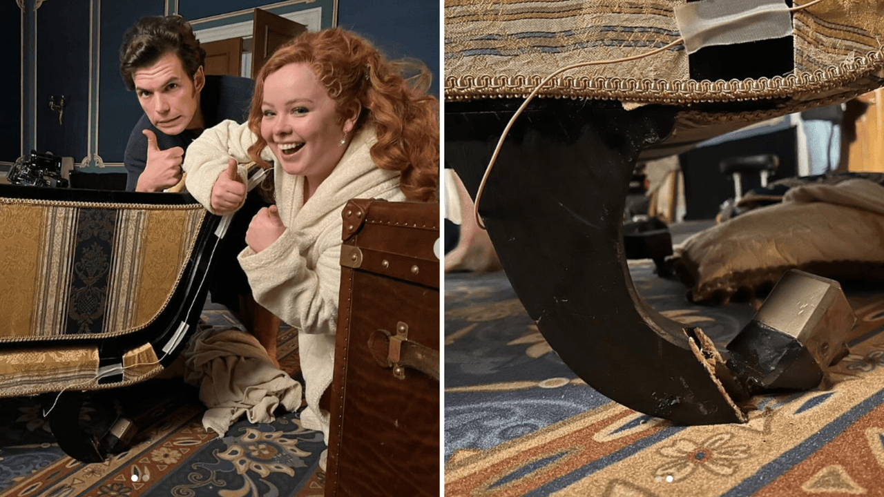 Nicola Coughlan y Luke Newton rompieron la pata de un mueble al filmar la escena del espejo en 'Bridgerton 3'.