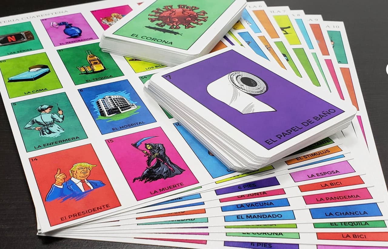 Hispano crea lotería con imágenes alusivas al coronavirus para jugar al estilo mexicano