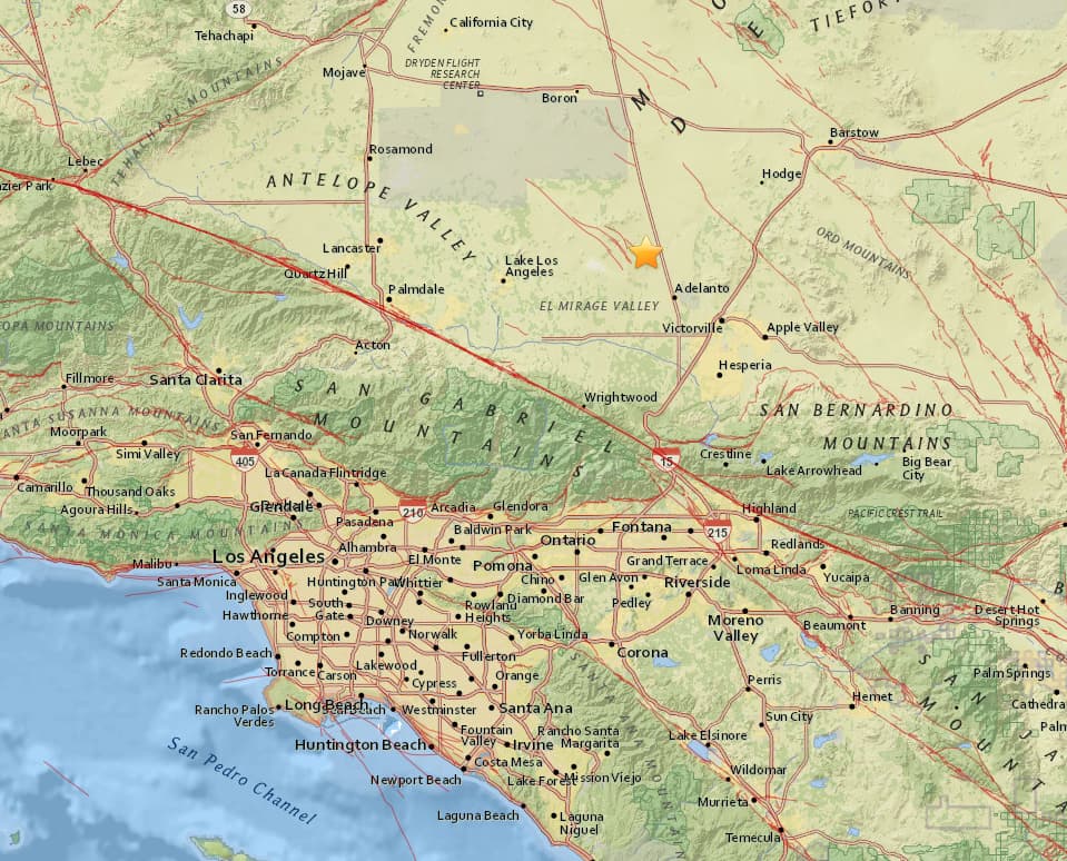 Un sismo de 3.2 grados estremeció la zona de Adelanto, ubicada en el condado de San Bernardino.