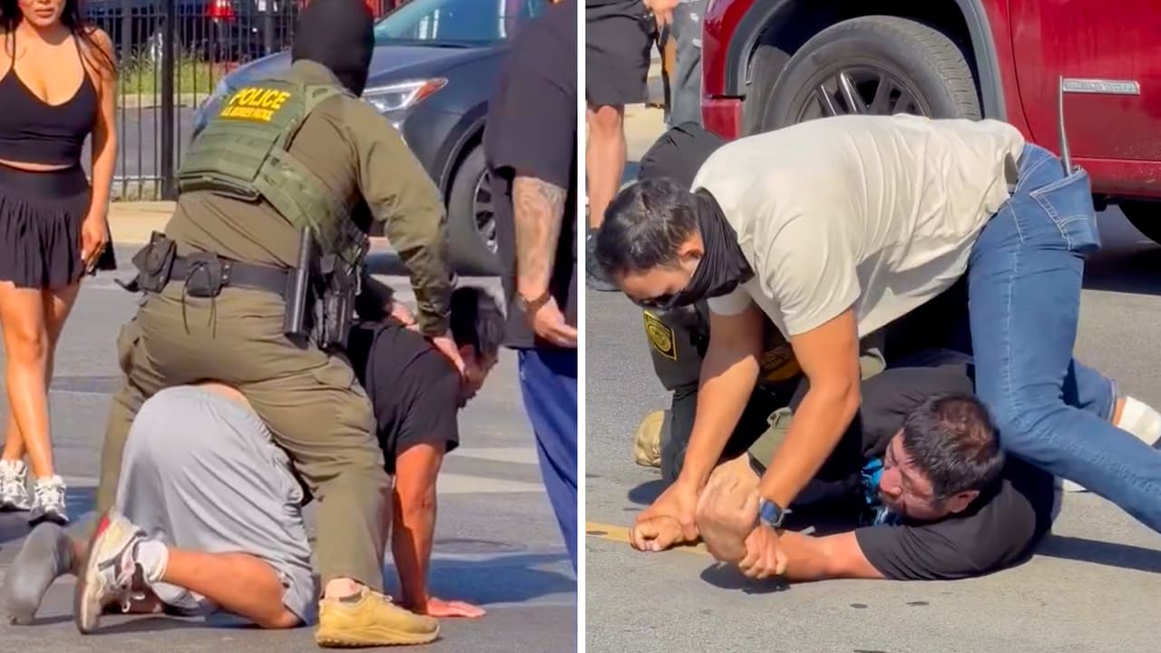 Hispano forcejea con agentes de ICE en el vecindario de West Lawn, Chicago, y evita su detención