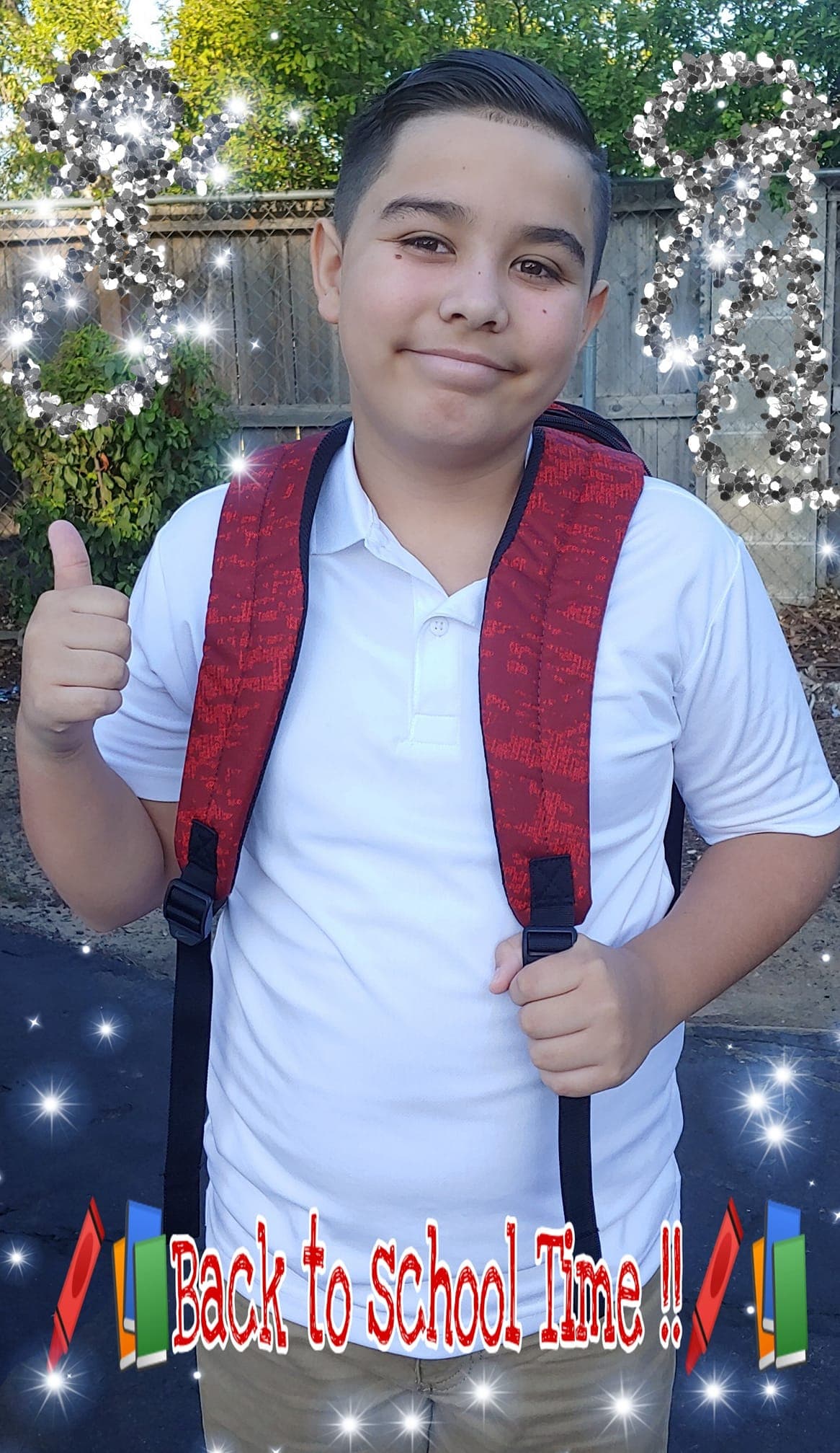 Hijo de Betty García en su primer día de clases.