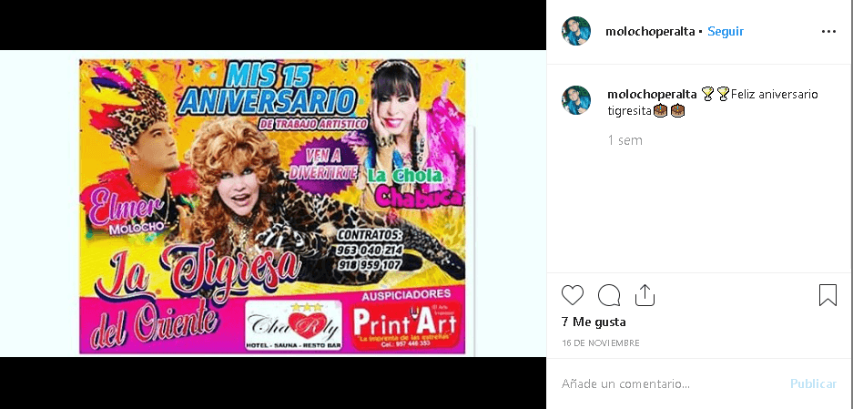 Sin embargo, todo parece haber quedado en buenos términos entre ellos, porque Elmer Molocho publicó en su cuenta de 
<b><a href="https://www.instagram.com/p/B486NFxnqyJ/" target="_blank">Instagram</a></b> una felicitación a 'La Tigresa del Oriente'. "
<b>Feliz cumpleaños, tigresita"</b>, escribió el joven, en lo que parece ser el promocional de la fiesta.