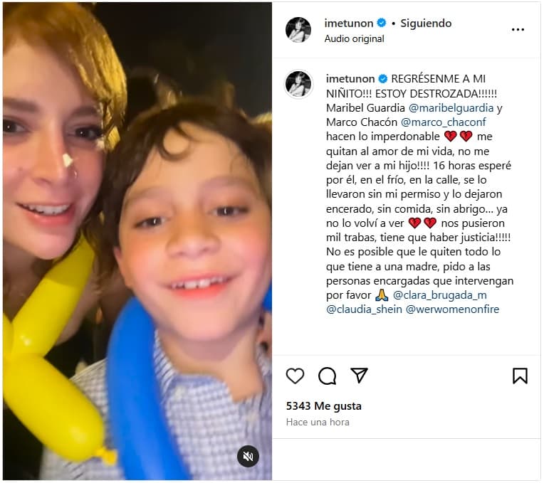 Imelda Garza-Tuñón afirmó estar "destrozada" tras no poder reunirse con su hijo.