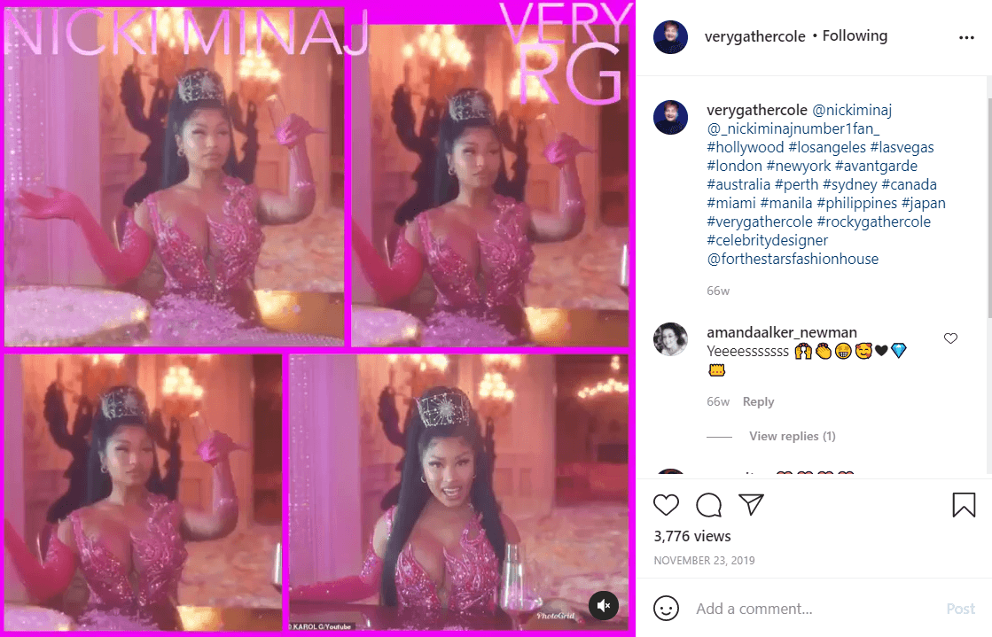 Más recientemente, el filipino colaboró con Nicki Minaj, con el vestido rosa que llevó en el video de la canción 'Tusa', que grabó junto a Karol G.