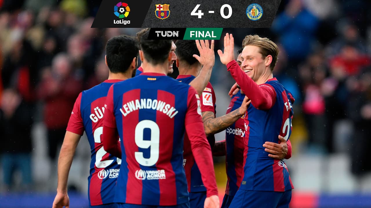 Barcelona golea al Getafe para escalar al subliderato de LaLiga