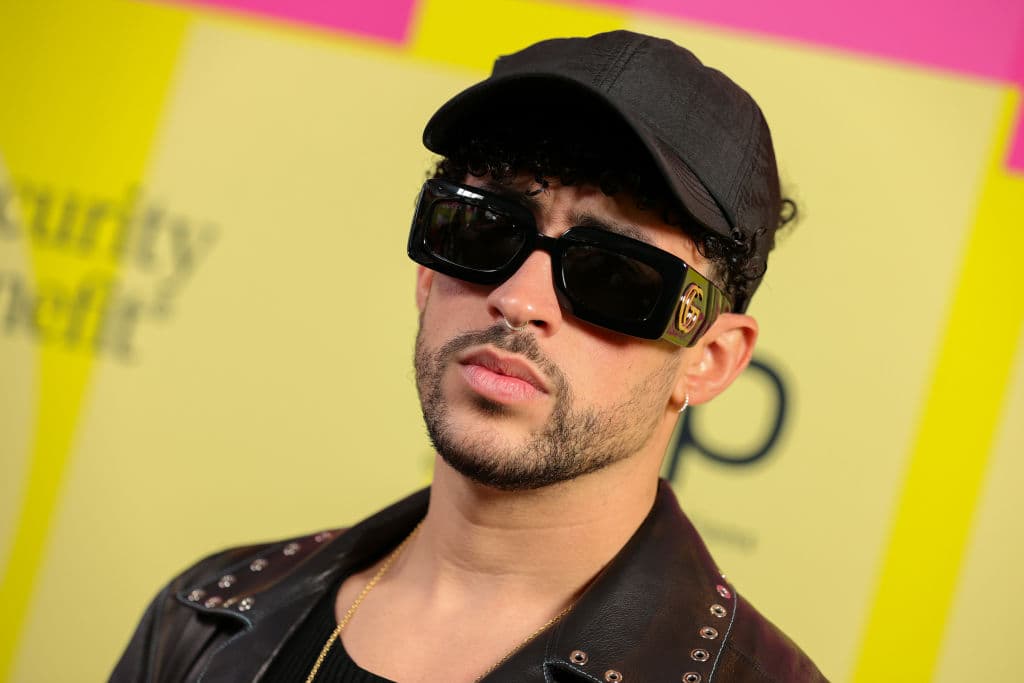 LOS ANGELES, CALIFORNIA - MAY 23: Bad Bunny poses backstage for the 2021 Billboard Music Awards, broadcast on May 23, 2021 at Microsoft Theater in Los Angeles, California. (Photo by Rich Fury/Getty Images for dcp)