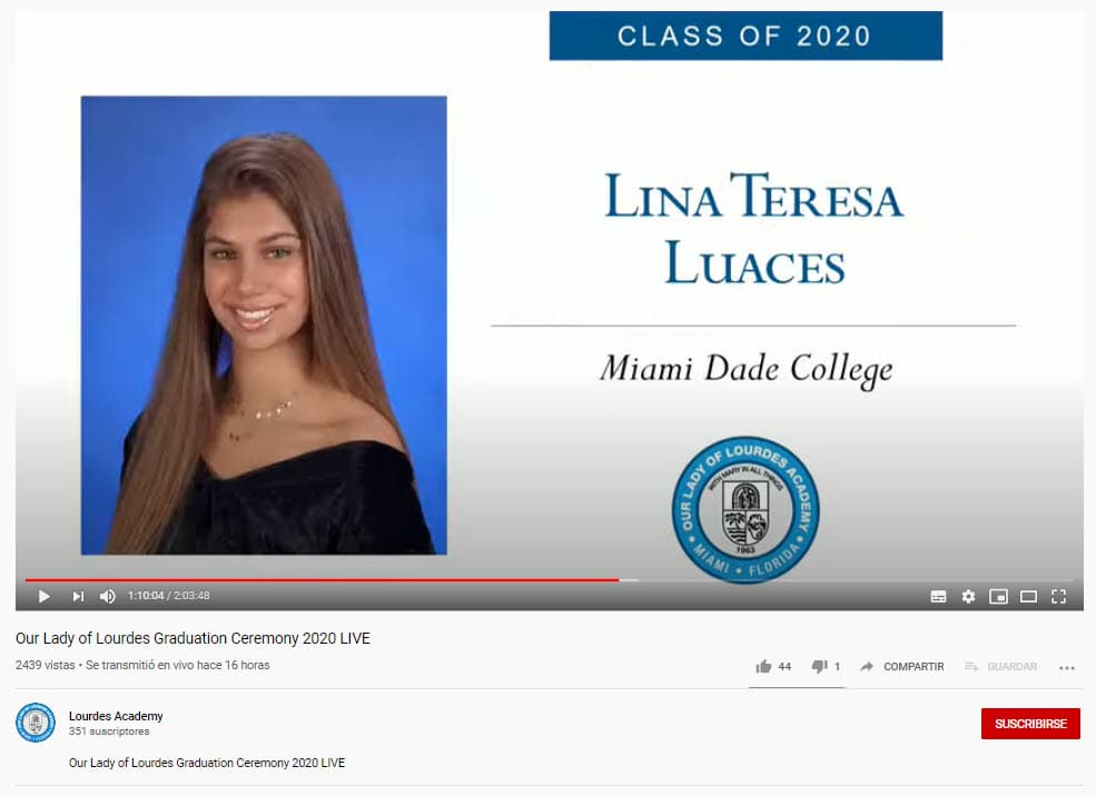 <b>Lili Estefan</b> continúa celebrando los logros de sus hijos. Este 5 de junio 
<b>Lina terminó la preparatoria</b> y, aunque por culpa de la cuarentena no tuvo fiesta de graduación todavía, a través de una transmisión hubo una ceremonia para toda la generación.
<br>