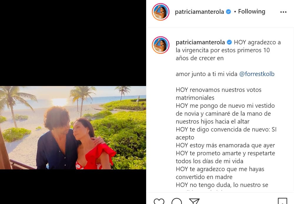 Ese mismo día, la también actriz publicó en Instagram un video junto a su esposo en el que evidenciaron que estaban en ese paradisiaco destino y 
<b><a href="https://www.instagram.com/p/CItTxa7hHue/" target="_blank">dieron gracias por su aniversario. </a></b>
<br>