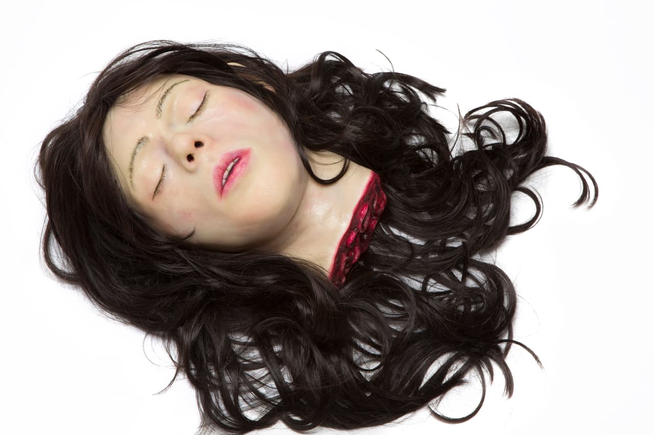 Lo más impresionante es que Sarah cocina verdaderos cadáveres que asustan a más de uno, y es que ¿Quién pensaría que esta cabeza en realidad es un pastel?