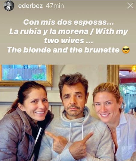 Derbez publicó una fotografía en la que posa junto a Alessandra, su esposa en la vida real, y Jessica Lindsey, quien interpretó a su pareja romántica en la película 'No se aceptan devoluciones'.