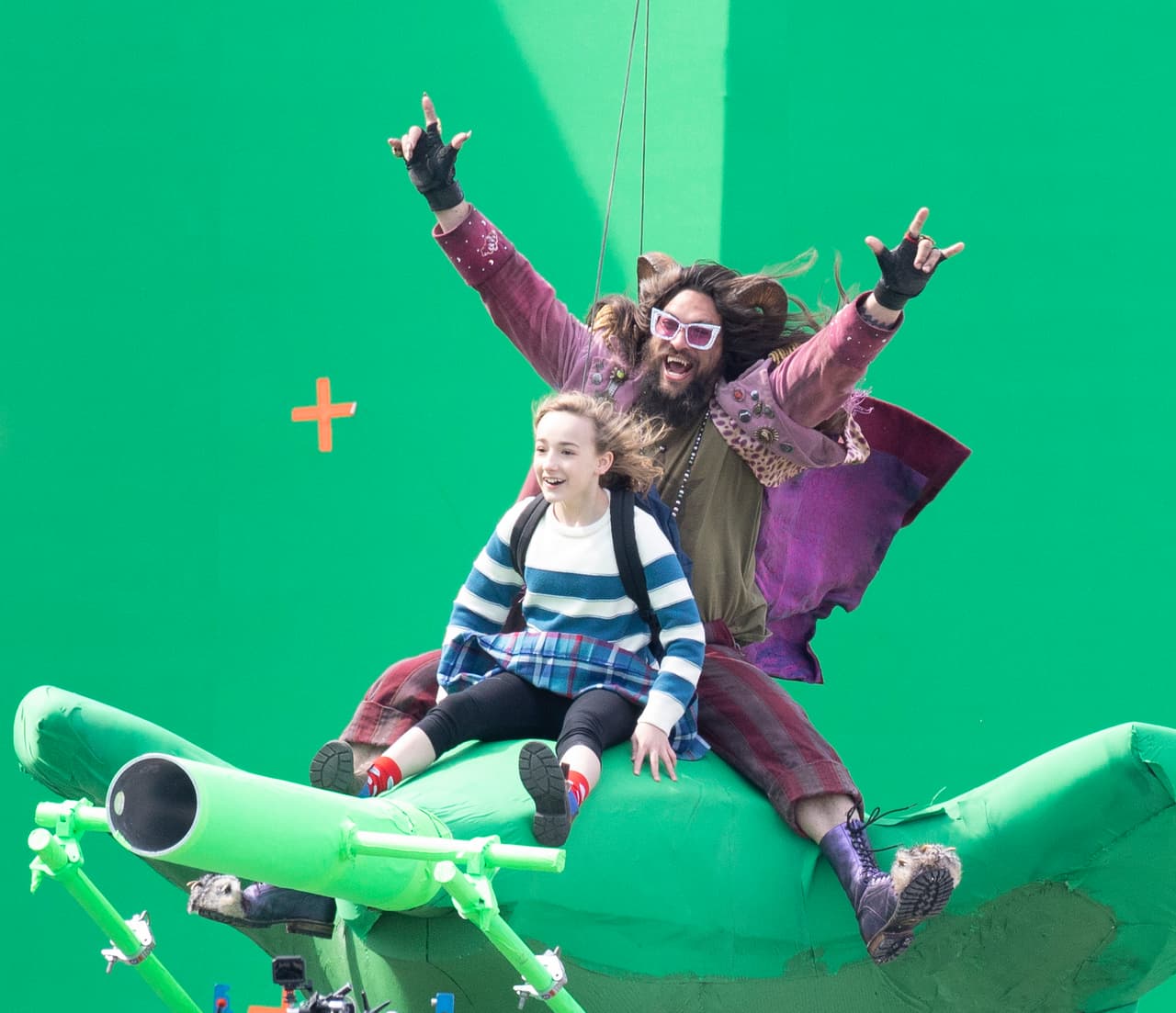 Jason Momoa en el set de su nueva película 'Slumberland'.