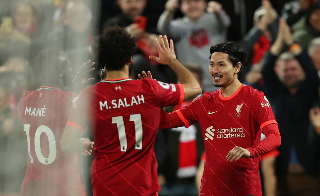 Sadio Mané, Dogo Jota, Mohamed Salah y Takumi Minamino fueron los responsables del descalabro 4-0 sobre el Arsenal.