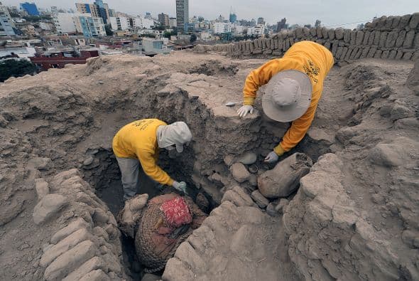 Todavía encapsulada dentro de un cesto fabricado con juncos que no ha sido abierto, la momia es considerada como la de una mujer debido a las agujas, hilos y tejidos encontrados a su alrededor, lo que significa casi con certeza que se trataba de "una maestra tejedora", explicó Flores.