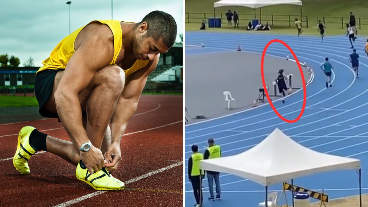 Joven se cae en carrera antes de llegar a la meta en primer lugar