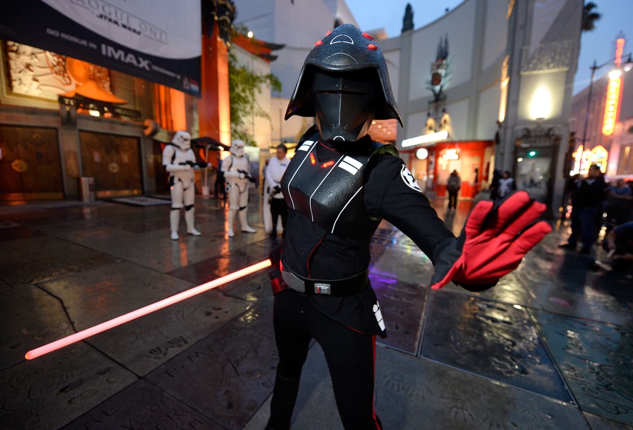 HOLLYWOOD, CA - DECEMBER 15: Performers are seen at the Opening Night Celebrations of Walt Disney Pictures and Lucasfilm's "Rogue One: A Star Wars Story" at The TCL Chinese Theatre on December 15, 2016 in Hollywood, California. (Photo by Kevork Djansezian/Getty Images)
