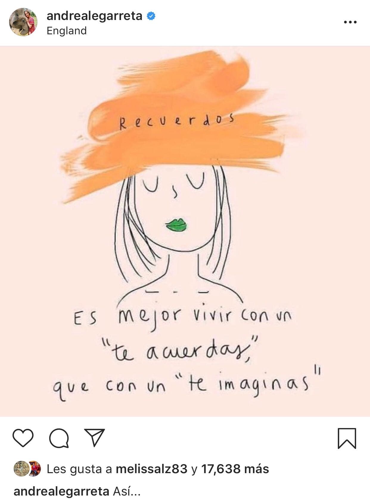 La conductora no sólo ha compartido fotografías de Londres, también publicó esta imagen con la frase: "Recuerdos. Es mejor vivir con un 'te acuerdas' que con un 'te imaginas'".