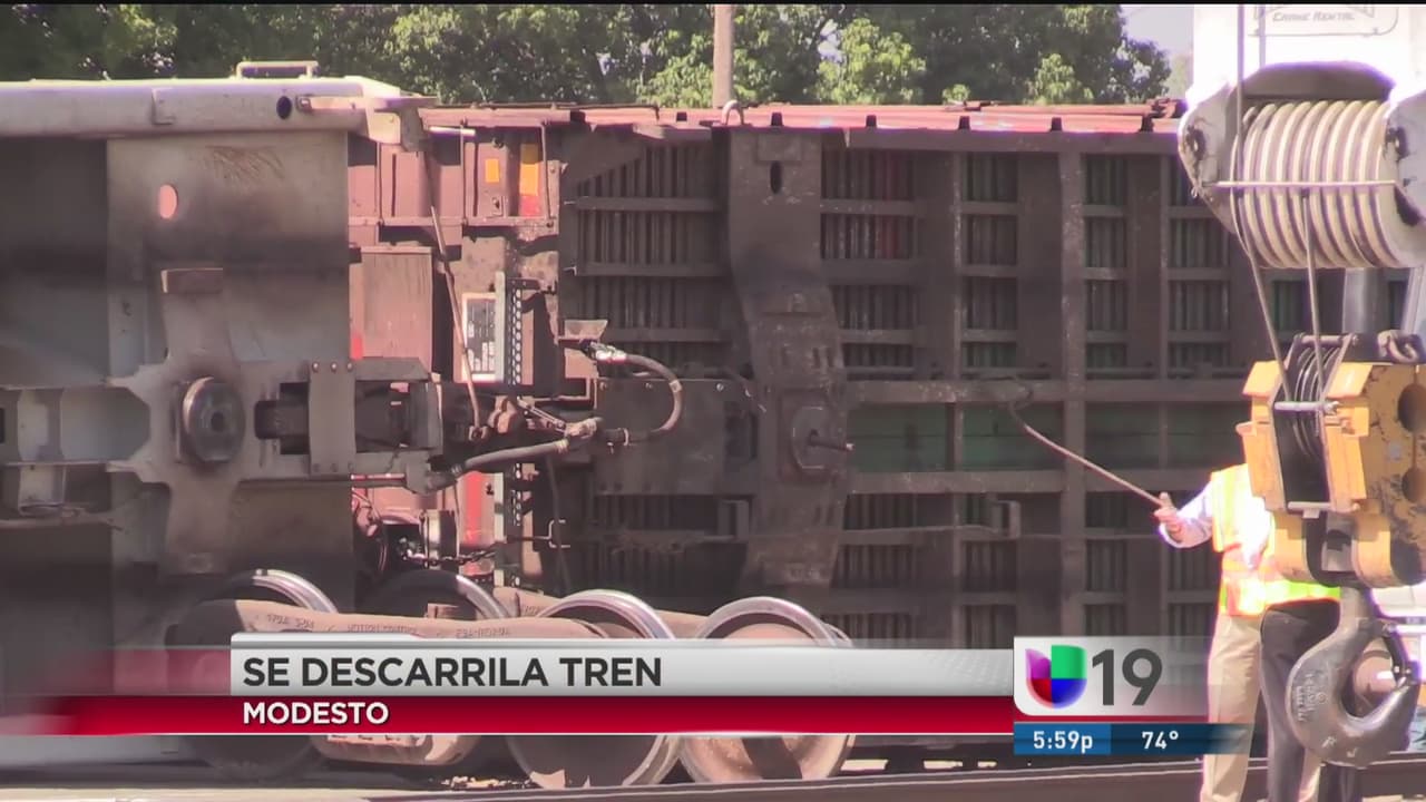 Descarrila tren de carga en Modesto