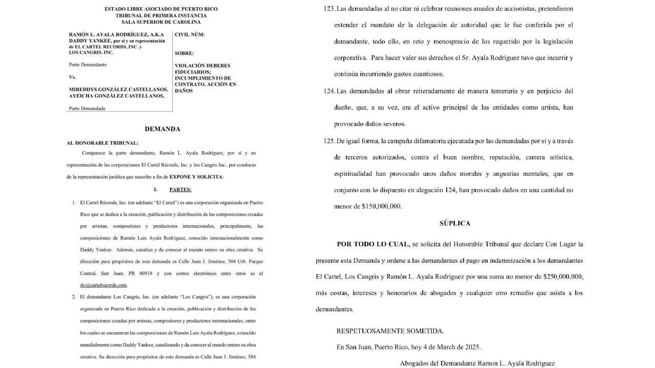 Daddy Yankee demanda a las hermanas González y pide 250 millones de dólares de indemnización.