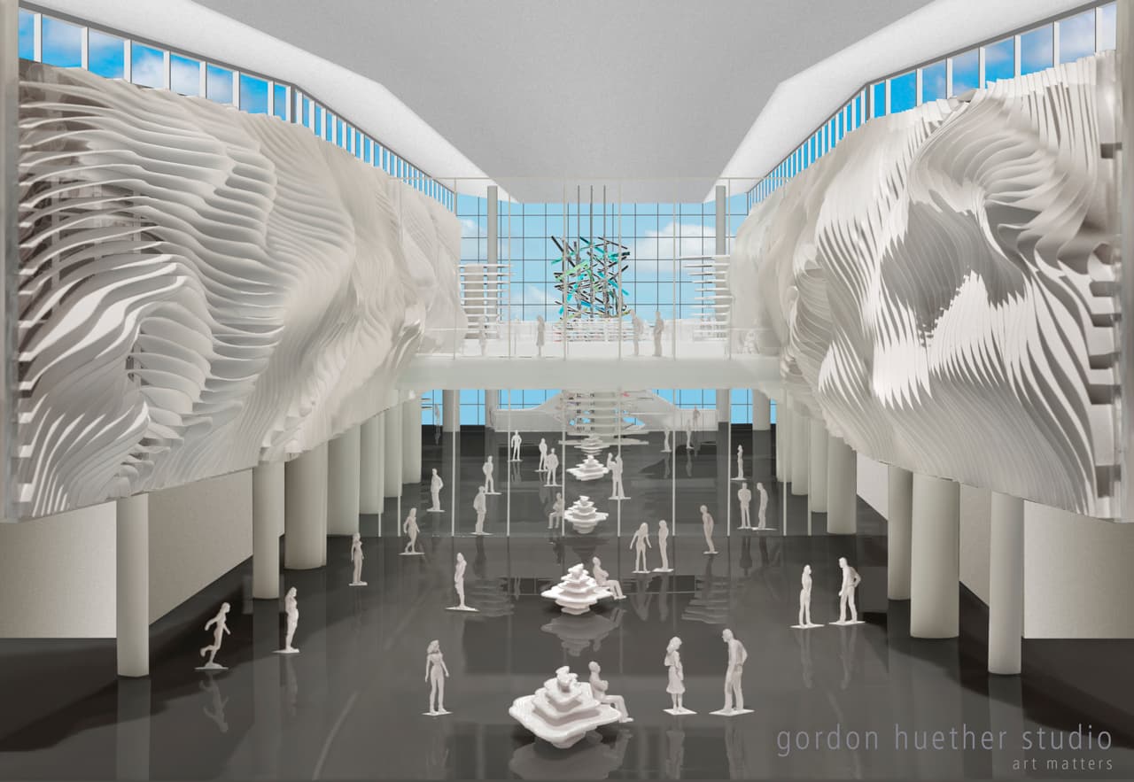 El artista Gordon Huether es responsable del proyecto “The Canyon” en el interior del aeropuerto de Salt Lake City.