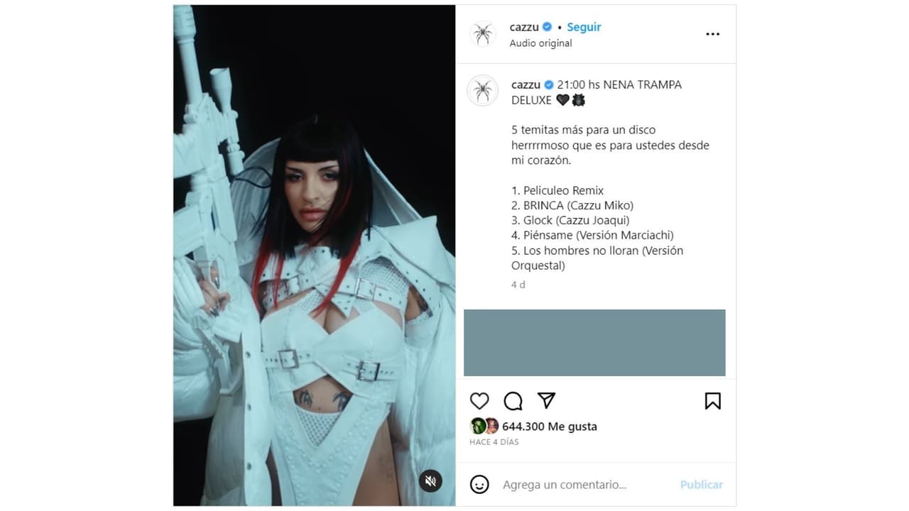 Esta es la publicación que realizó Cazzu en Instagram.
