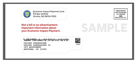 Muchas personas recibirán su pago en el correo. El sobre es blanco y lleva el logotipo de la Tesorería de Estados Unidos, además de letras rojas que dicen, en inglés, "
<b>No es una cuenta o publicidad. Información importante sobre tu Pagó de Impacto Económico</b>".