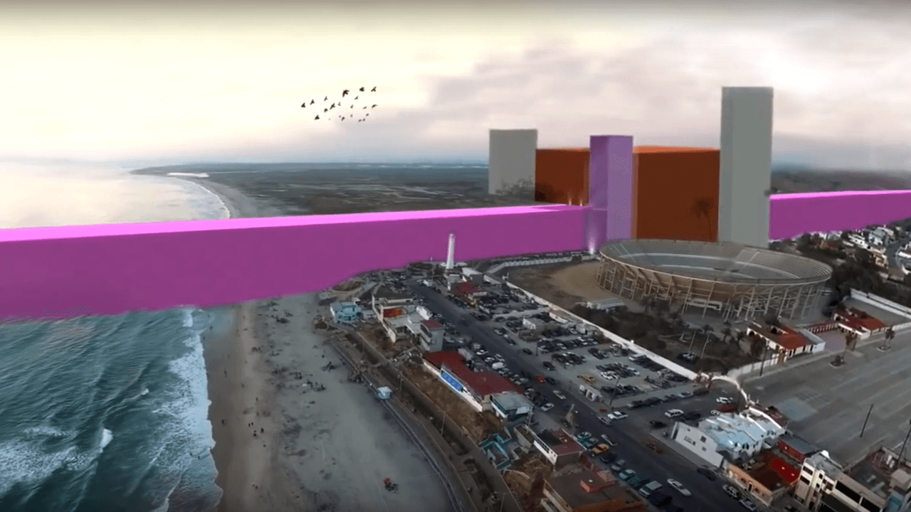 Imaginan un muro fronterizo rosa para criticar “la hermosa monstruosidad” de Donald Trump